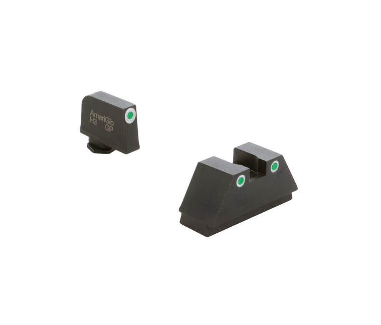 Ameriglo | GL-329 Optic Compatible Sight Set for GLOCK® Models, XL Tall Green Tritium 3 Dot Set White Outline, .315" F, .394" R - Left Side | Mile High Shooting Accessories
