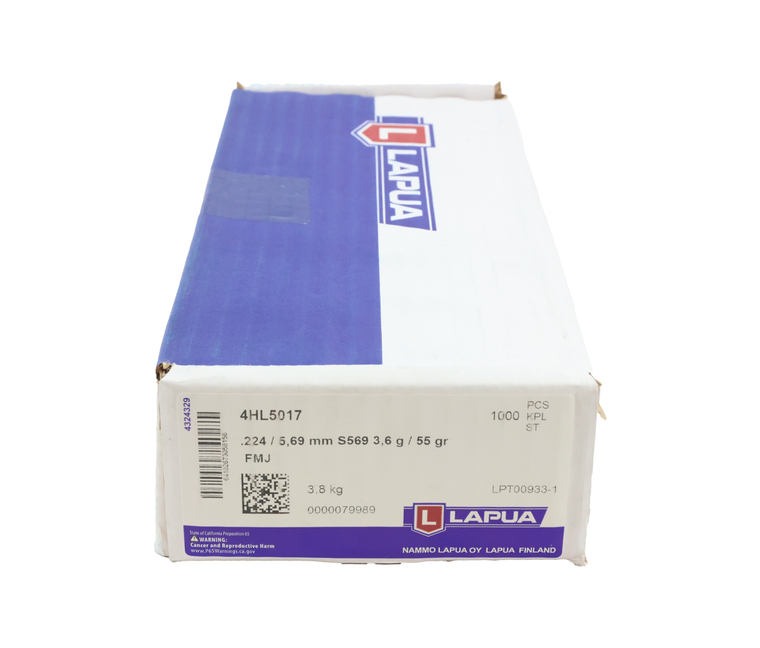Lapua 4HL5017: 22 cal 55gr FMJ 1000/Box