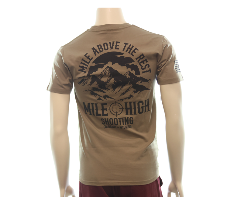 MHSA | Logo Tee, Safari - Back | Mile High Shooting Accessories