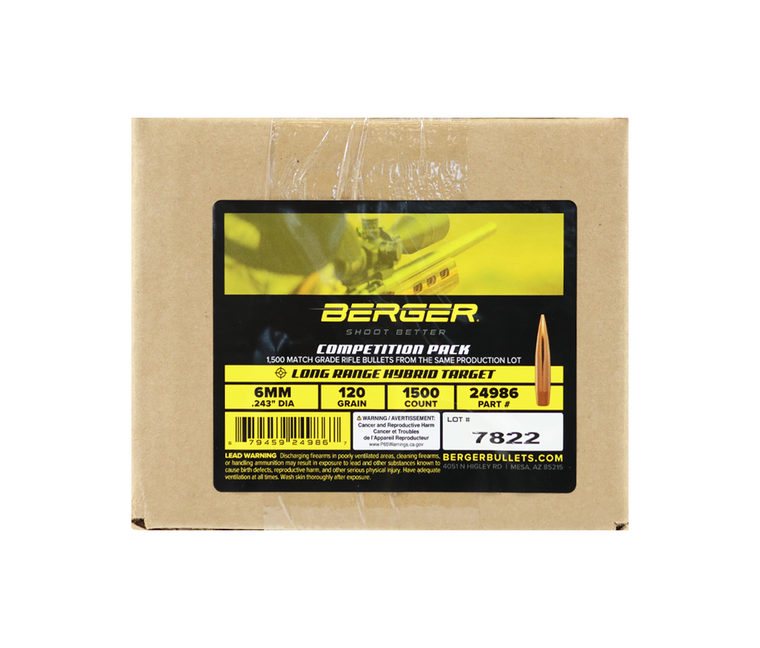 Berger 24986 | 6mm 120gr LR Hybrid Target, 1500/Pk | Mile High Shooting Accessories