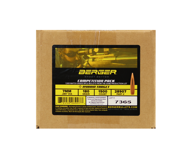 Berger 28907 | 7mm 180gr Hybrid Target, 1500/Pk | Mile High Shooting Accessories