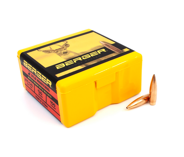 Berger 27501: 270 Caliber 130gr Very Low Drag (VLD) Hunting Rifle Bullet, 100/Box