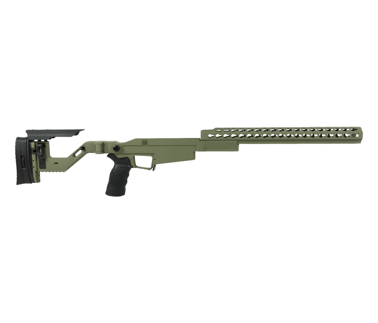 Accuracy International | AXSR AICS, Remington 700 SA, 16" Forend, Folding, Sage Green - Right Side | Mile High Shooting Accessories