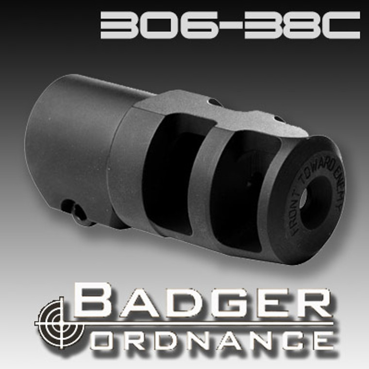 Badger Ordnance 306-38C: FTE Muzzle Brake, Removable (.22cal and Up, for .875 dia. Barrels 3/4-24)