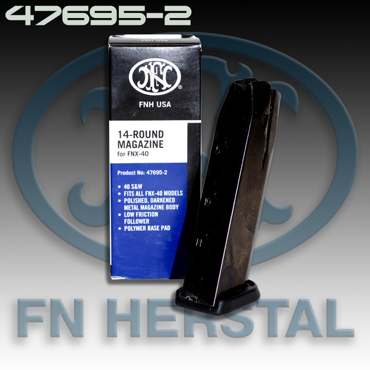 FNH 47695-2: FNX-40 Magazine, .40 S&W, 14 Round, Stainless Black