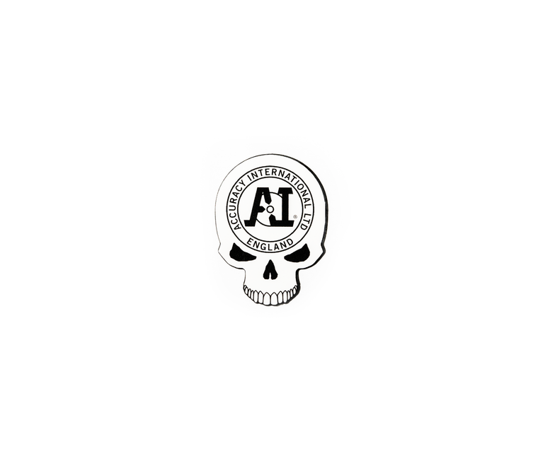 Accuracy International: Skull Logo Sticker - Optic, White