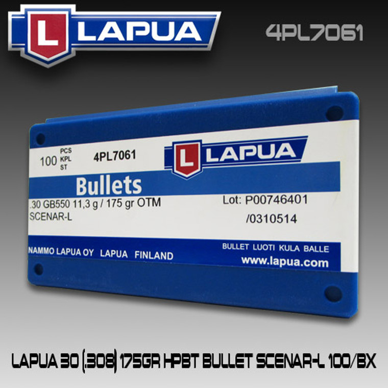 Lapua 4PL7061: 30 cal 175gr Scenar L 100/Box