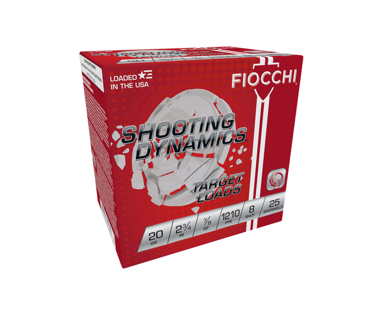 Fiocchi: Shooting Dynamics, 20 Gauge, 2 3/4", 1210 fps, 8 Shot Size, 7/8 oz, 250/Case
