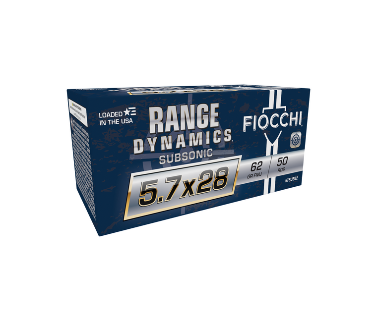Fiocchi: Range Dynamics, 5.7x28mm, 62gr Full Metal Jacket, Subsonic, 50/Box