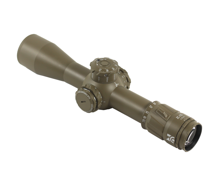 Zero Compromise Optic | ZC420 4-20x50, FFP, MPCT2X (NLE) - FDE - Left Angle | Mile High Shooting Accessories