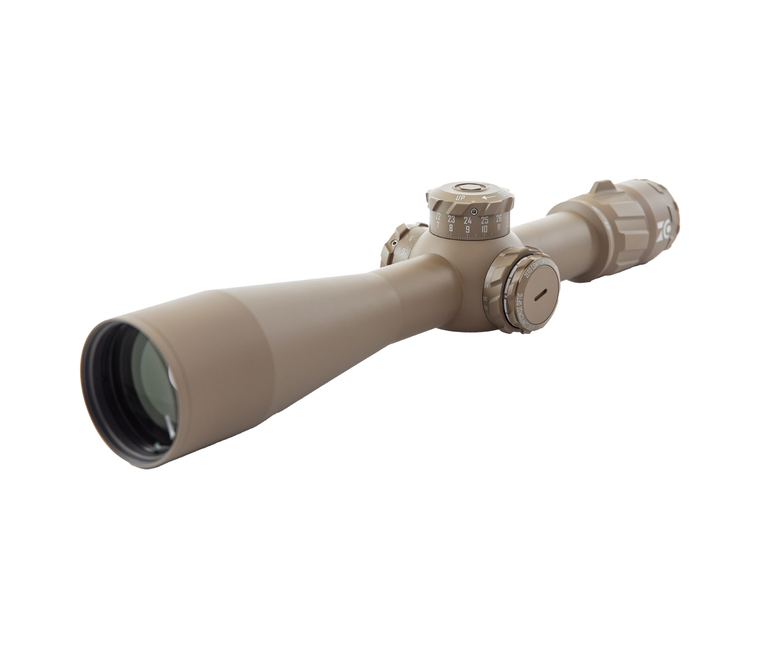 Zero Compromise Optic | ZC527 5-27x56 FFP, 10Mil, MPCT2X FDE - Front Angle | Mile High Shooting Accessories
