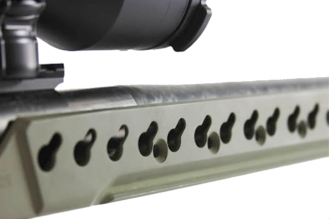 A close-up of the KeySlot on an Accuracy International Chassis.