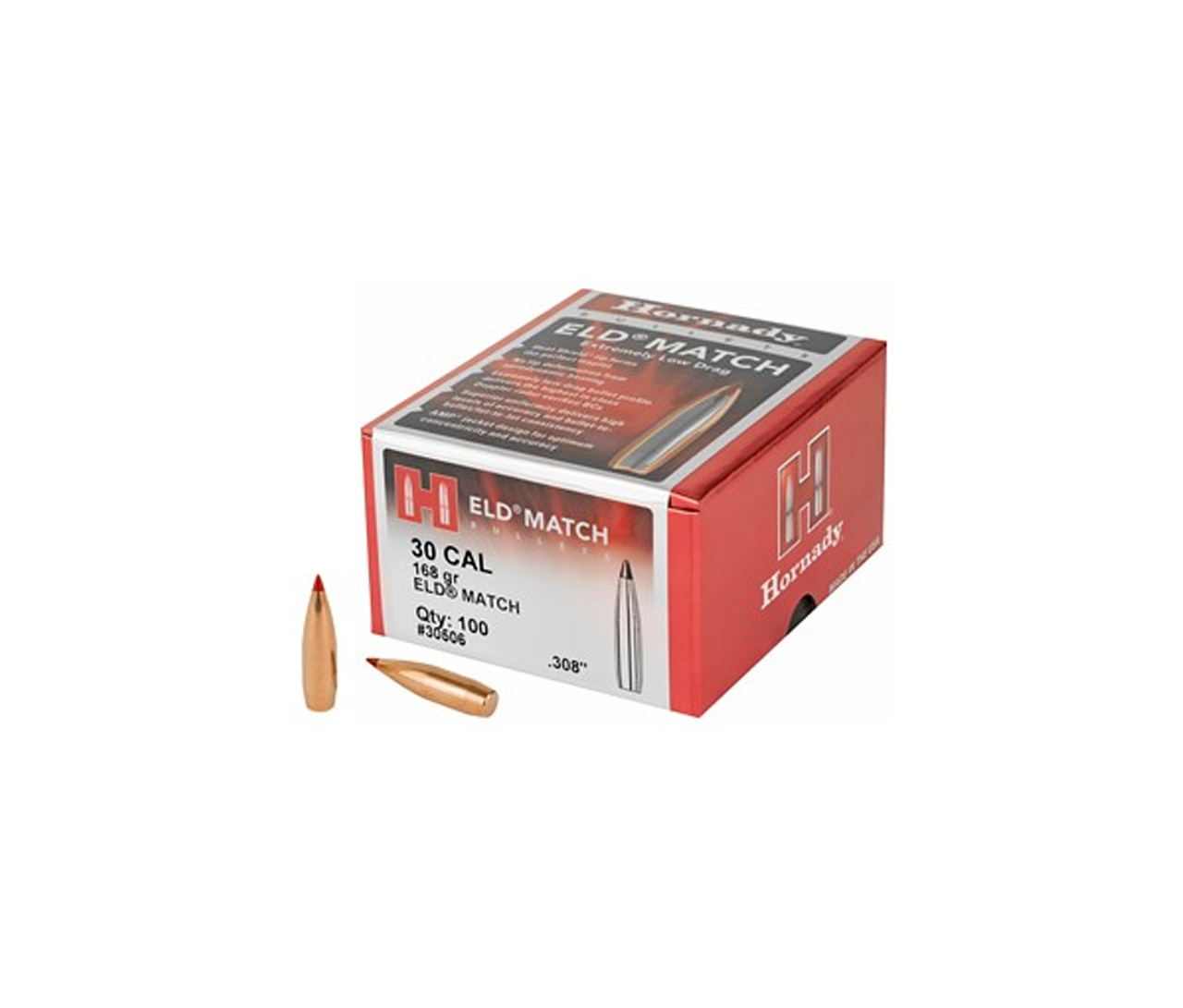 Hornady: 30 Cal .308 168 gr ELD® Match 100/Box