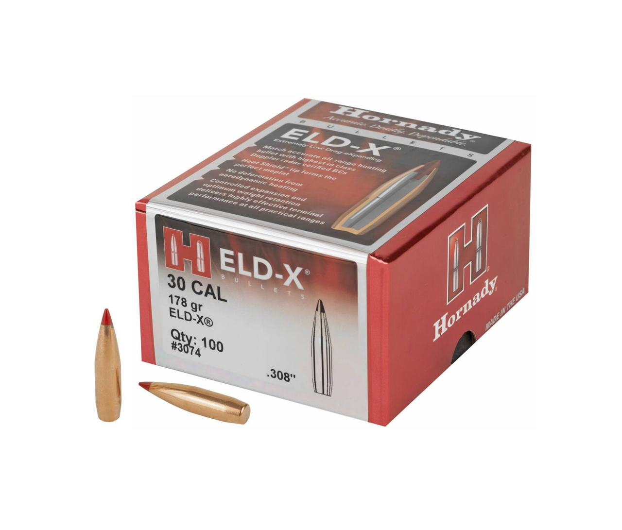 Hornady: 30 Cal .308 178 gr ELD-X® 100/Box