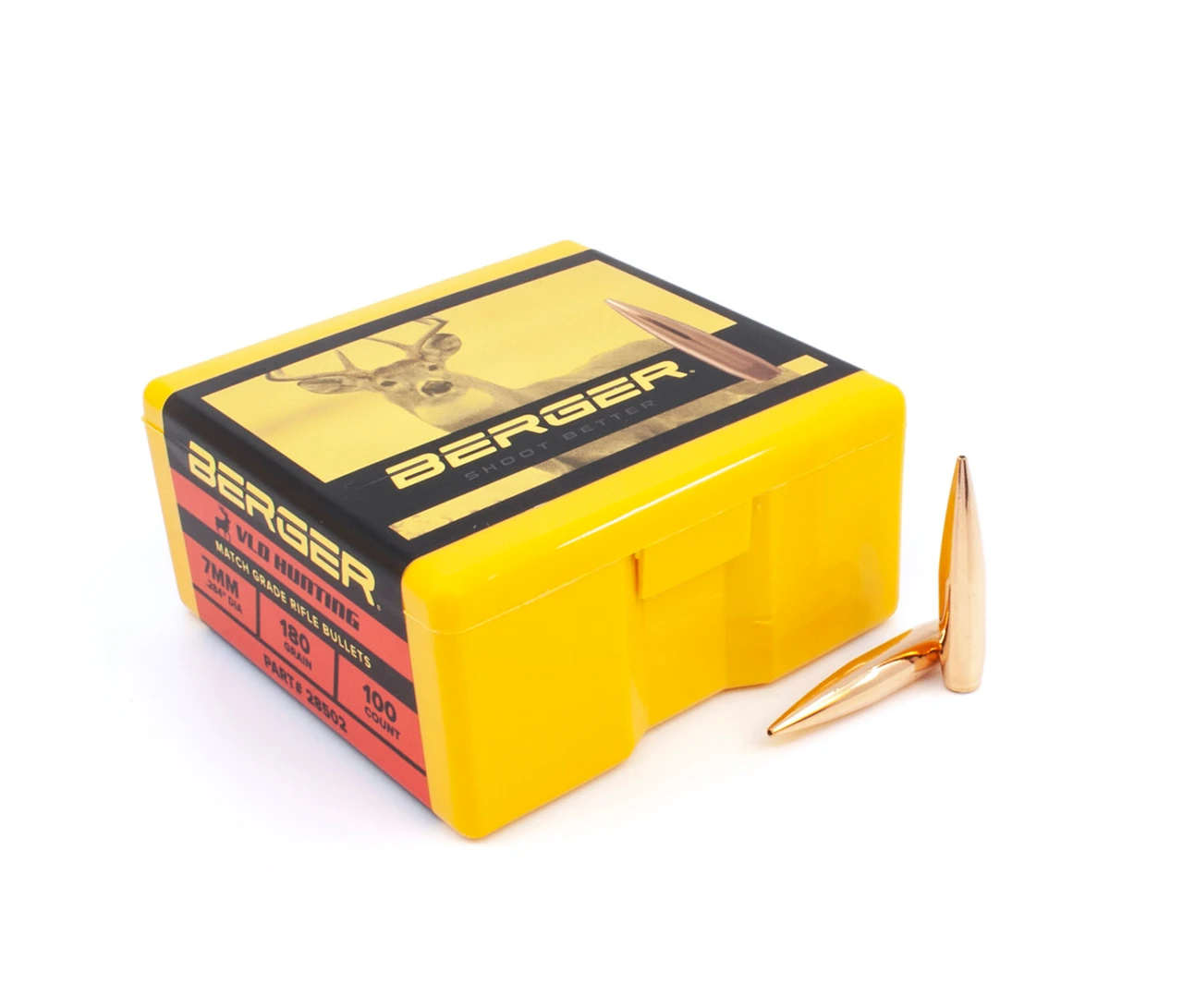 Berger 28502: 7mm 180gr Very Low Drag (VLD) Hunting Rifle Bullet, 100/Box