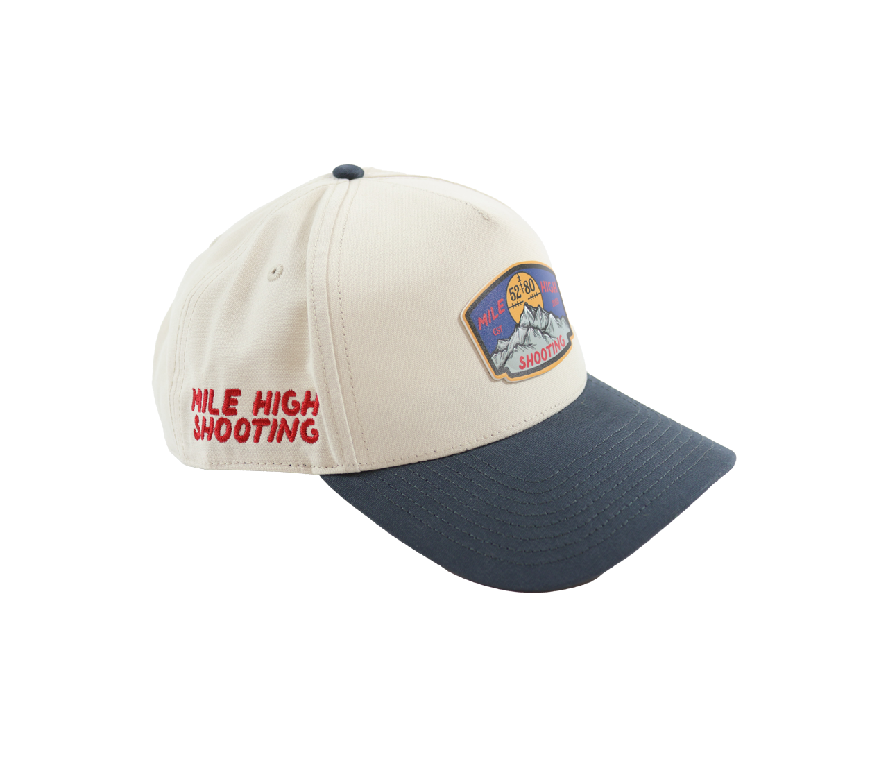 MHSA: Mile High Shooting 5 Panel, PVC Patch, Canvas Beige/Navy