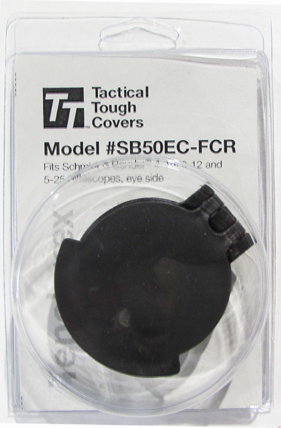 Tenebraex SB50EC-FCR: Tactical Tough Flip Cover w/Adapter Ring, Fits Schmidt & Bender 5-25x56 PM II/LP, Single Tab Cover- Black