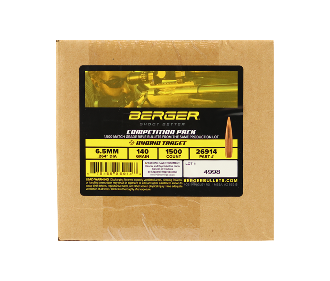 Berger 26914: 6.5mm 140gr Hybrid Target, 1500/Pk