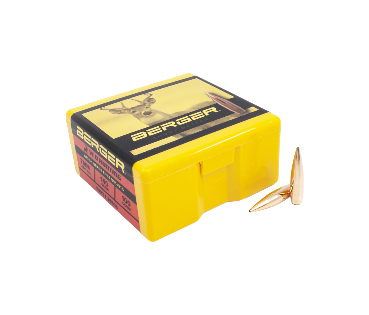 Berger 28503: 7mm 140gr Very Low Drag (VLD) Hunting Rifle Bullet, 100/Box