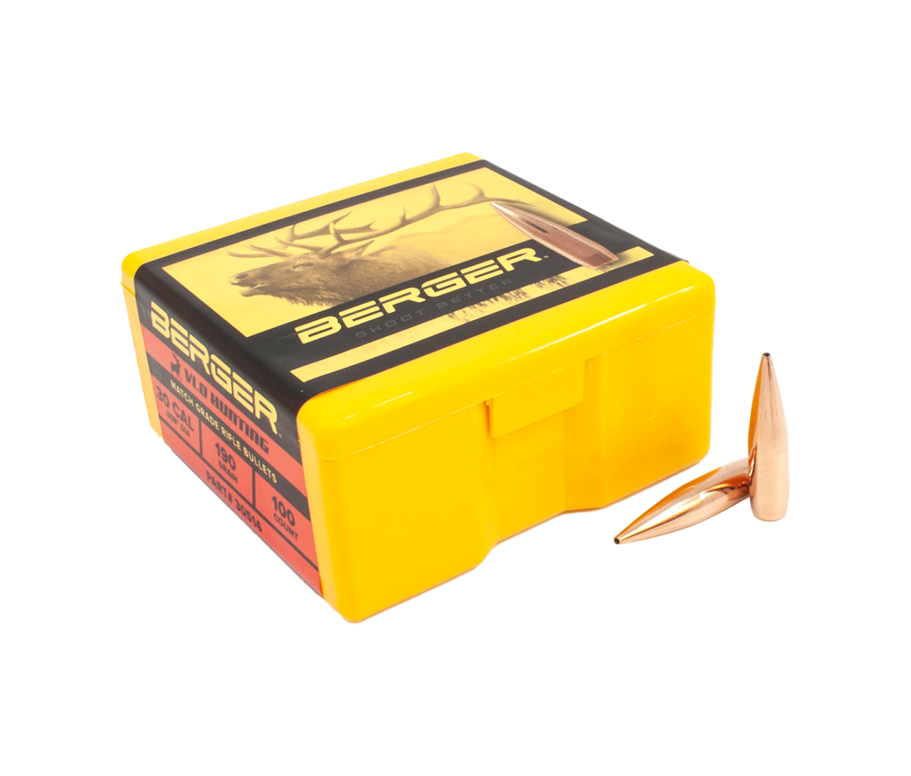 Berger 30514: 30 Cal 190gr Very Low Drag (VLD) Hunting Rifle Bullet, 100/Box