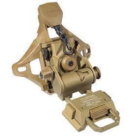 Wilcox:  L4 G70 NVG Helmet Mount with 3 Hole Shroud, Black