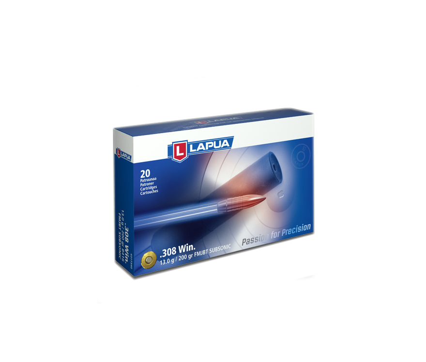 Lapua 4317340: .308 Win Subsonic 200gr FMJBT, 20/Box