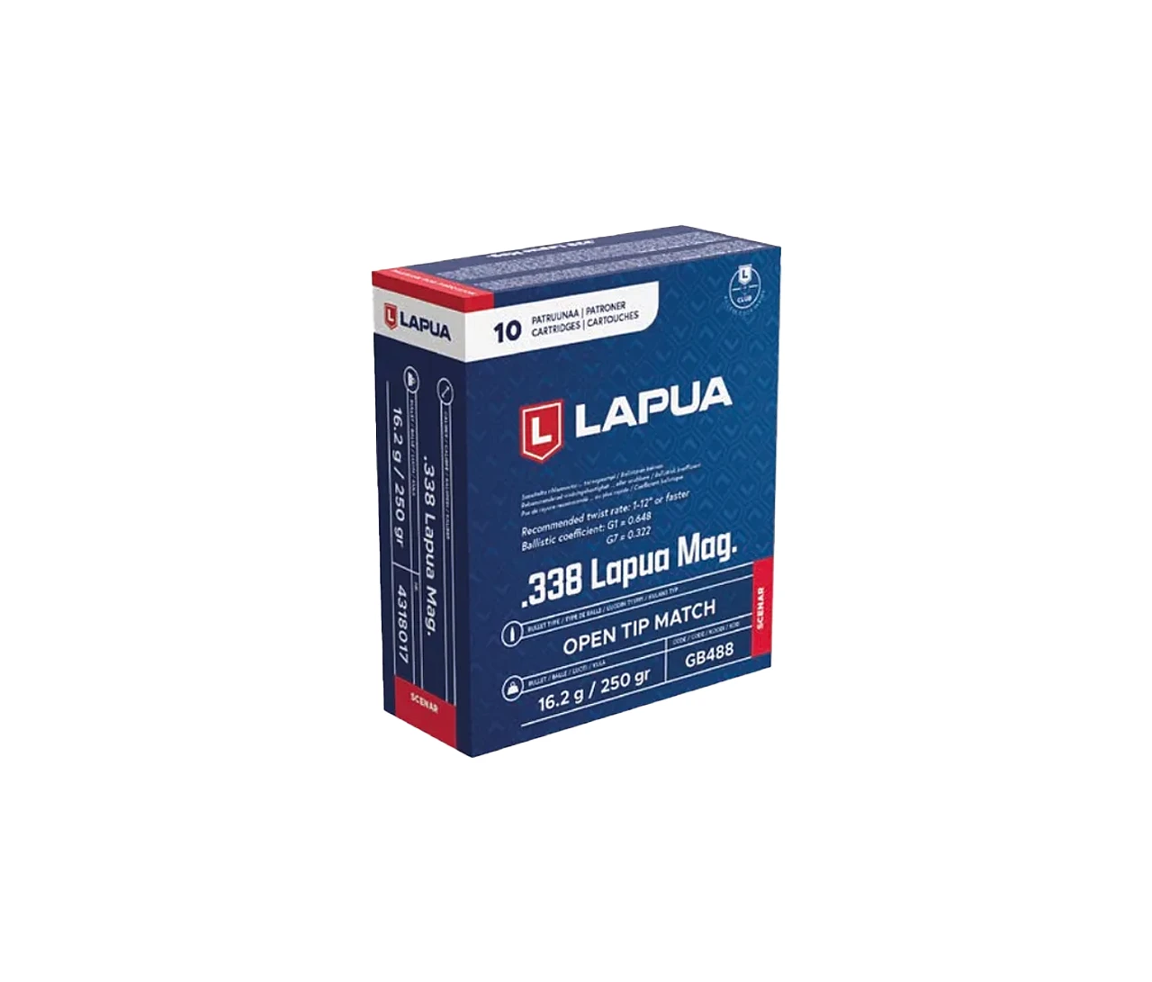 Lapua 4318017: .338 Lapua Mag, 250gr, OTM, Scenar, 10/Box