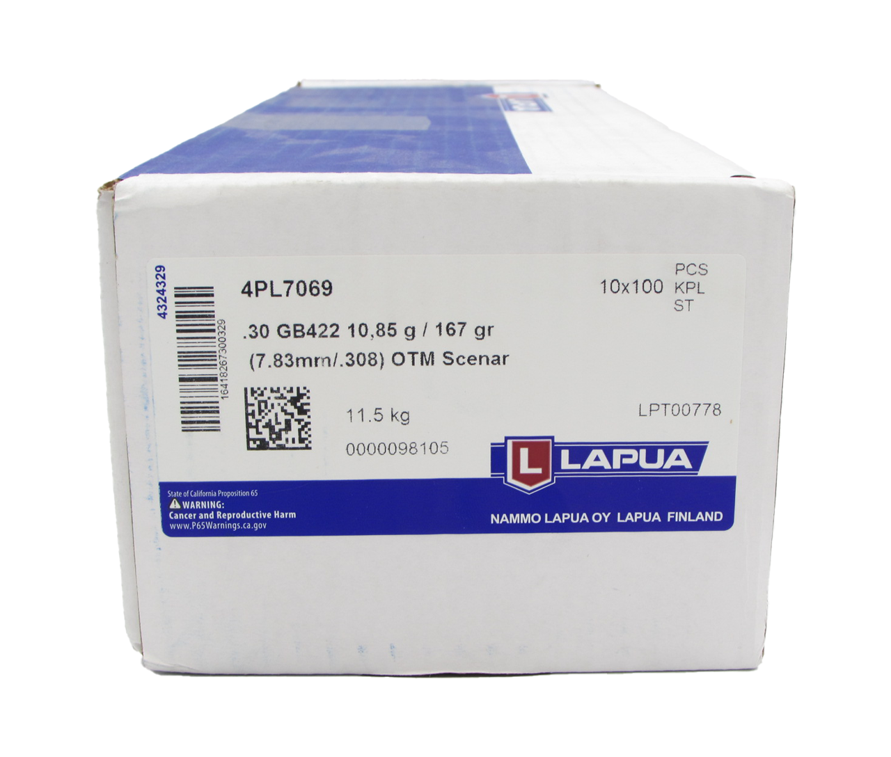 Lapua 4PL7069: .308, 167gr, Scenar OTM GB422 100/Box