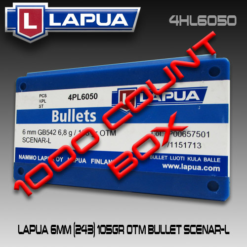 Lapua 4HL6050: 6mm/.243 105gr Scenar Lockbase 1000ct