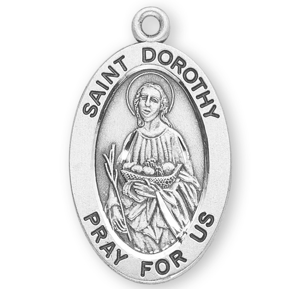 Patron Saint Dorothy Oval Sterling Silver Medal - Holy Land Art Company ...