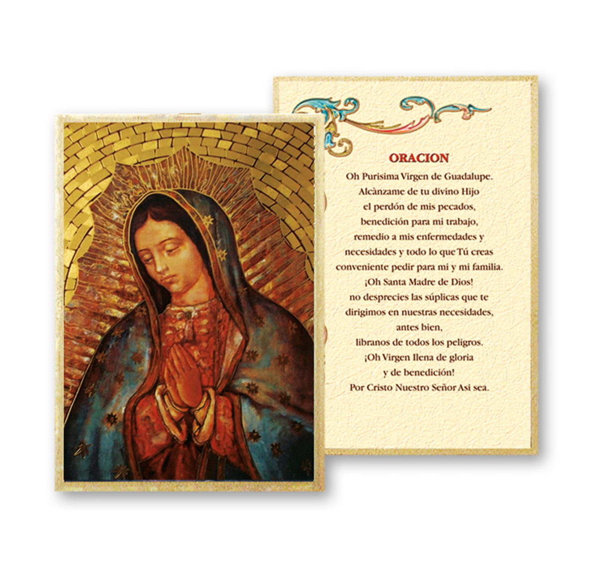 Our Lady of Guadalupe (Spanish) Gold Foil Mosaic Plaque - Holy Land Art ...