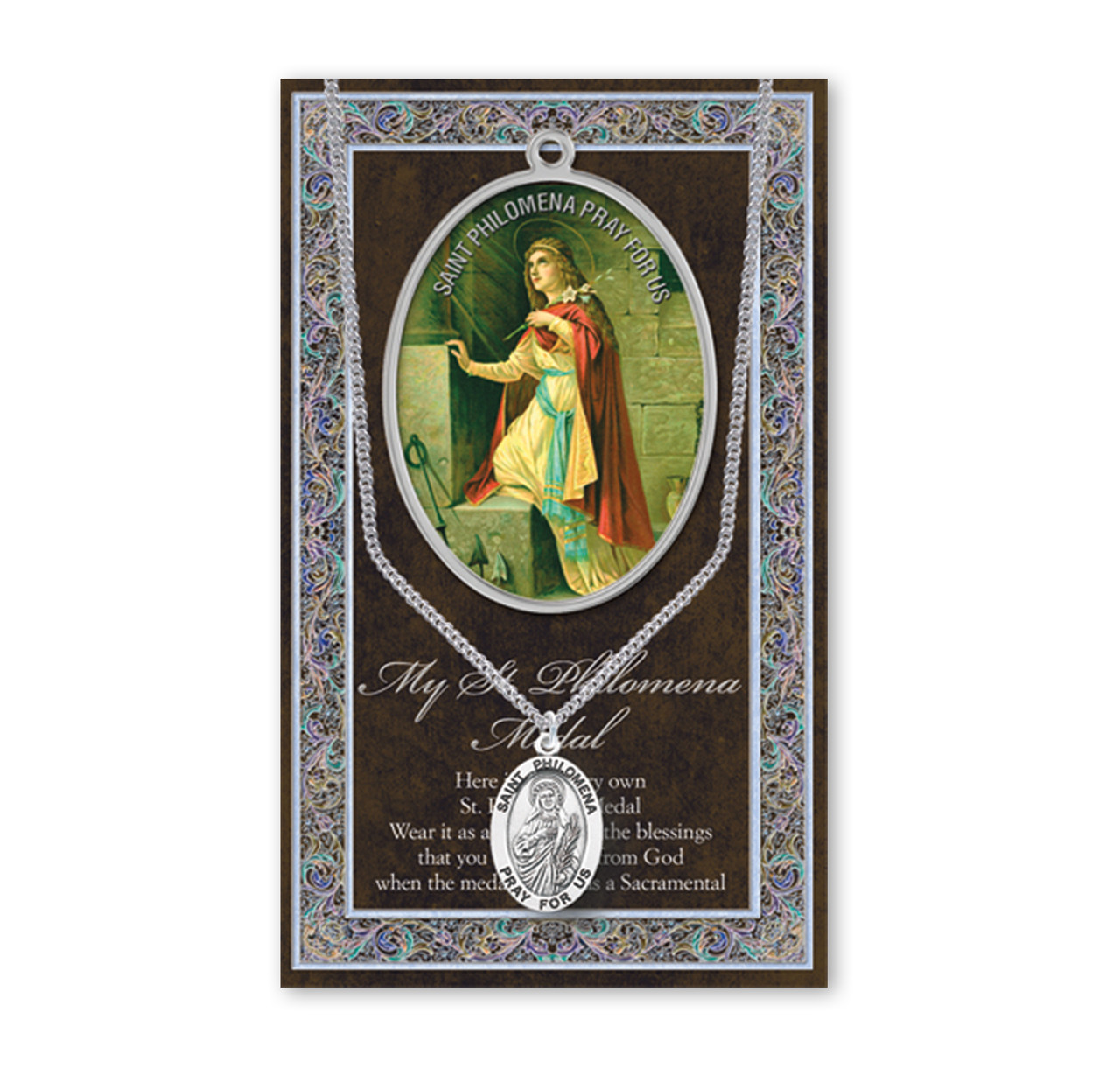 Saint Philomena Biography Pamphlet and Patron Saint Medal Holy Land