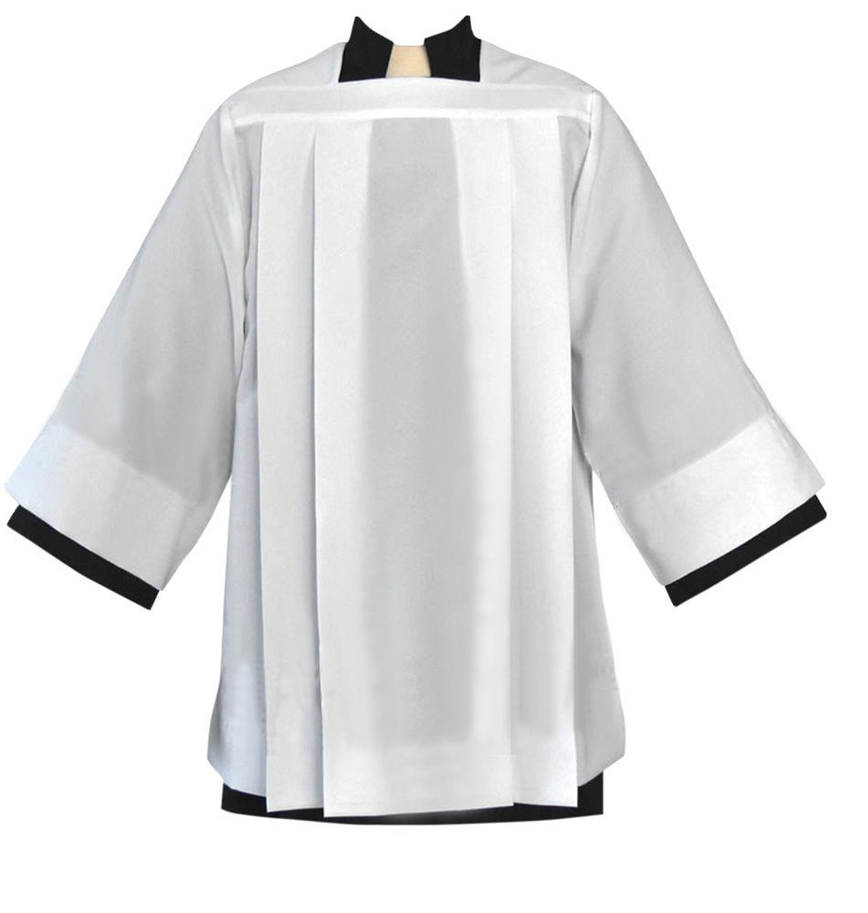 #4886 Plain Pleated Surplice | Textured Polyester, Linen Weave - Holy ...