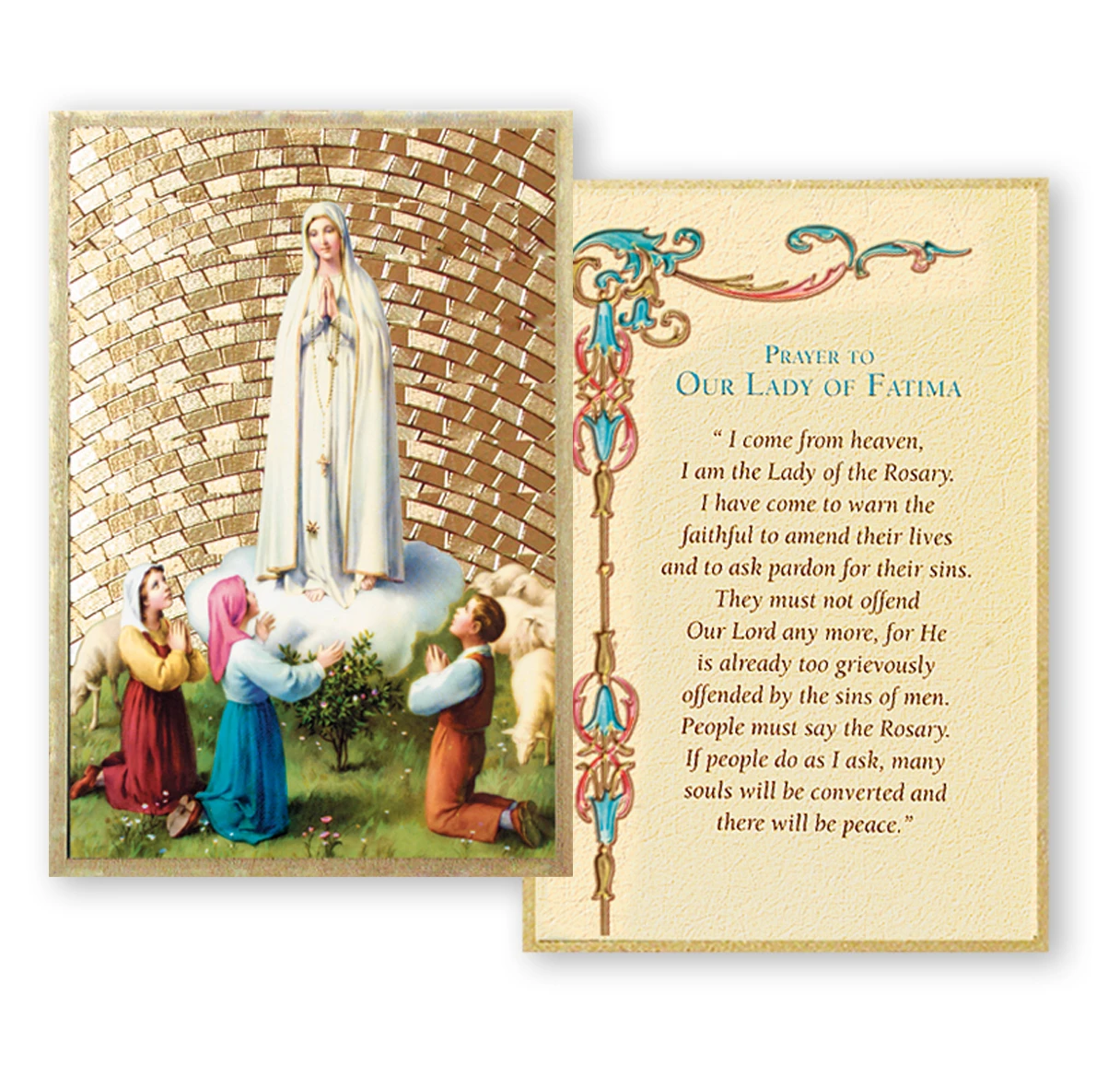 Our Lady of Fatima Gold Foil Mosaic Plaque - Holy Land Art Company, LLC