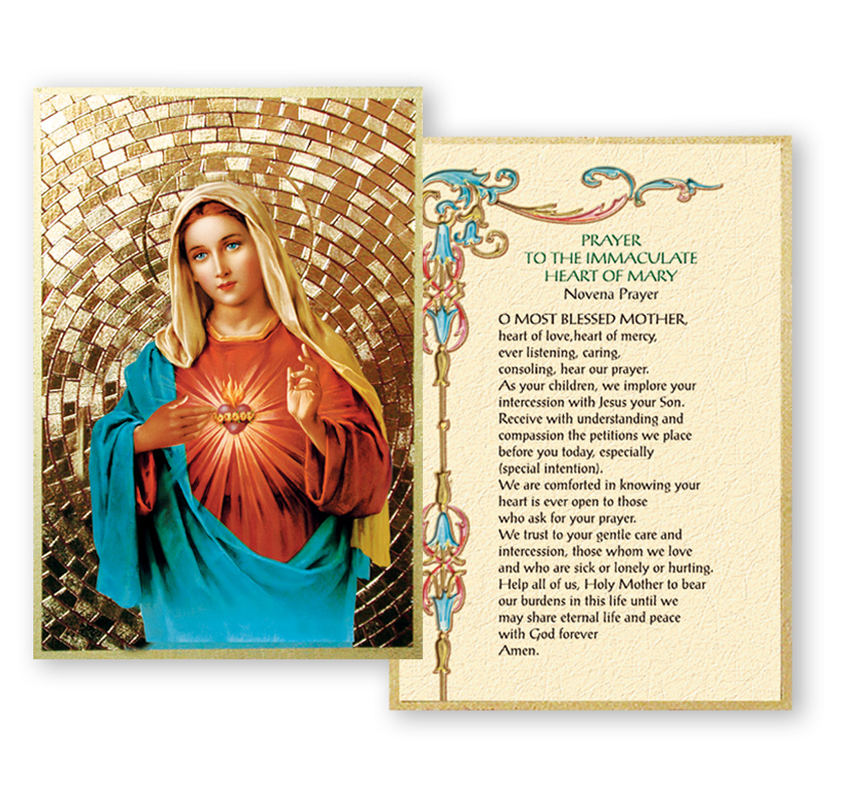 Immaculate Heart of Mary Gold Foil Mosaic Plaque - Holy Land Art ...