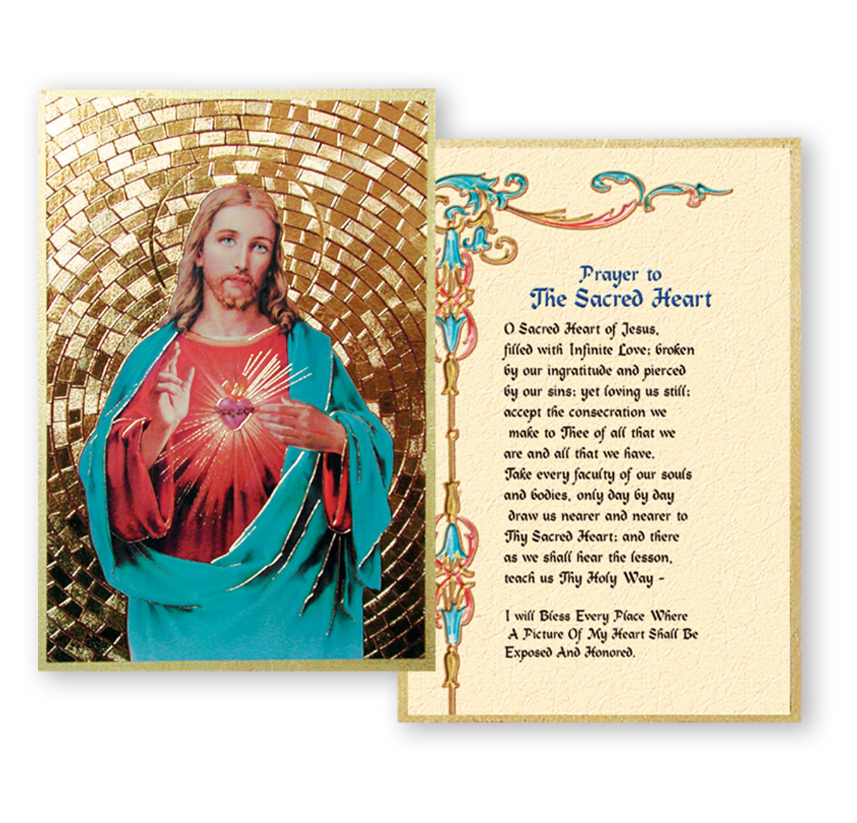 Sacred Heart of Jesus Gold Foil Mosaic Plaque - Holy Land Art Company, LLC