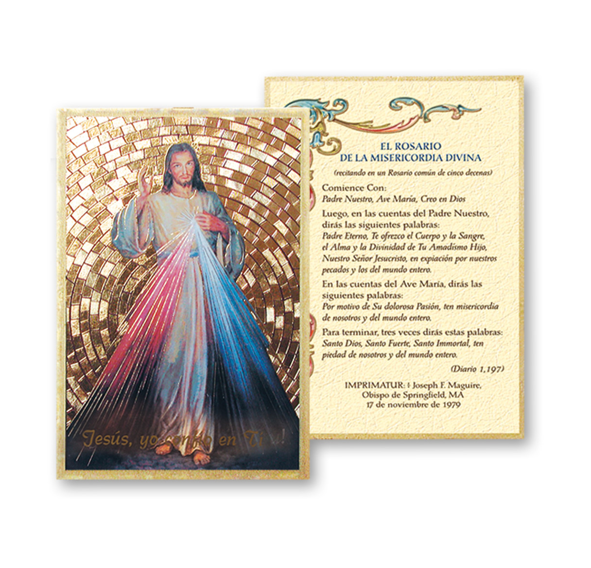 Divine Mercy (Spanish) Gold Foil Mosaic Plaque - Holy Land Art Company, LLC