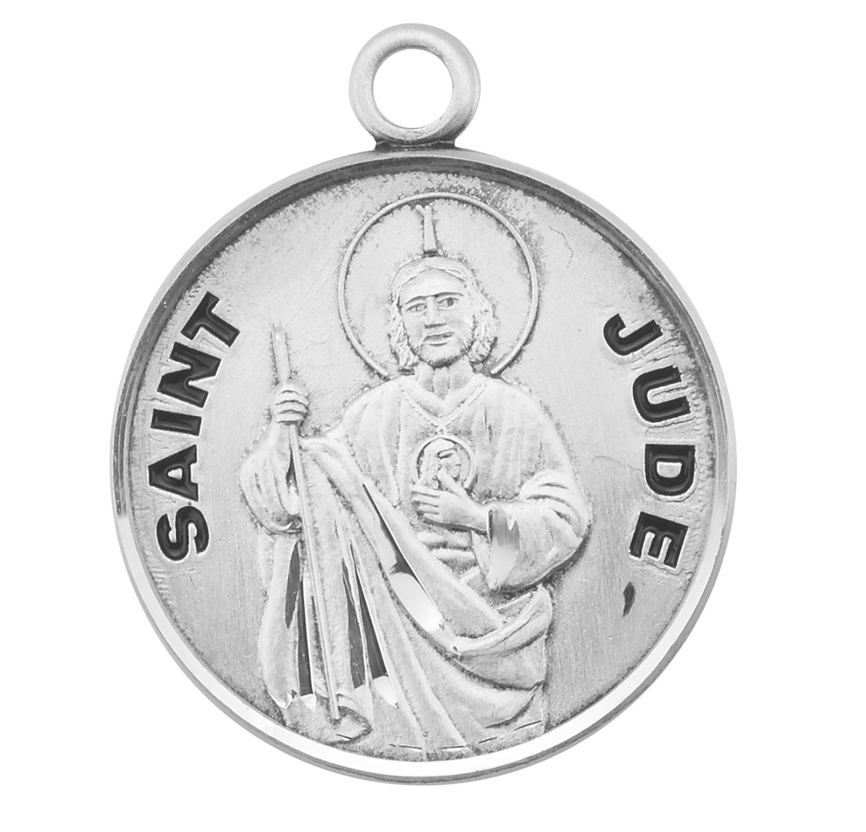Patron Saint Jude Large Round Sterling Silver Medal | 20" Chain - Holy ...