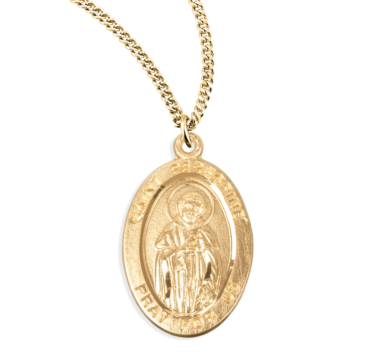 Patron Saint Peregrine Oval Gold Over Sterling Silver Medal - Holy Land ...
