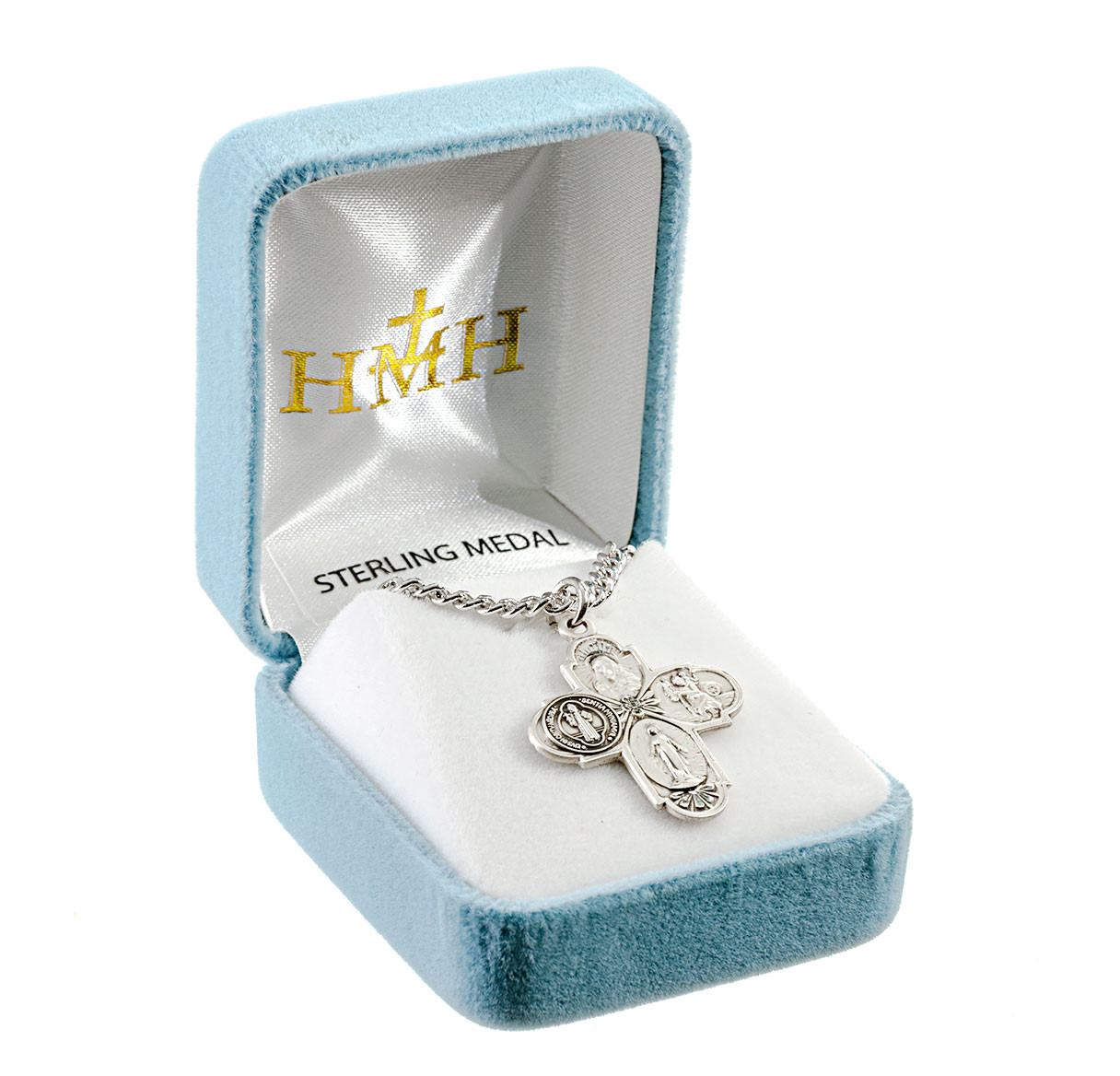 Saint Benedict Sterling Silver Four Way Medal - Holy Land Art Company, LLC
