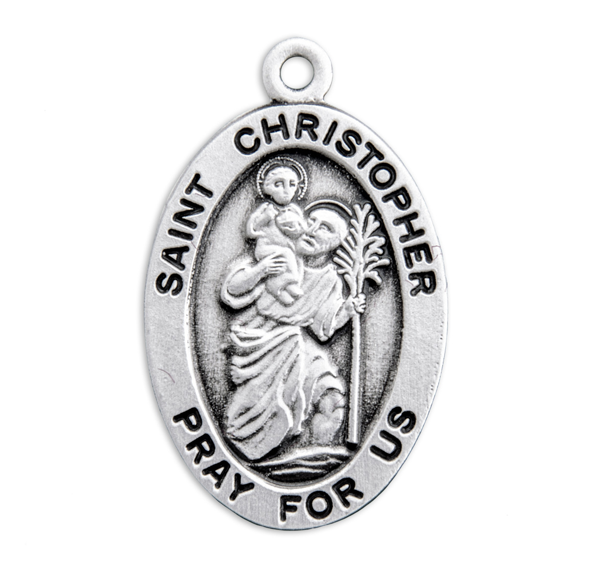 Saint Christopher Oval Sterling Silver Medal - Holy Land Art Company, LLC