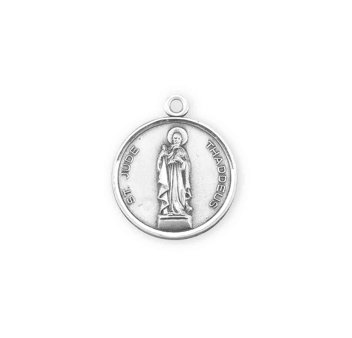Saint Jude Thaddeus Large Round Sterling Silver Medal - Holy Land Art ...