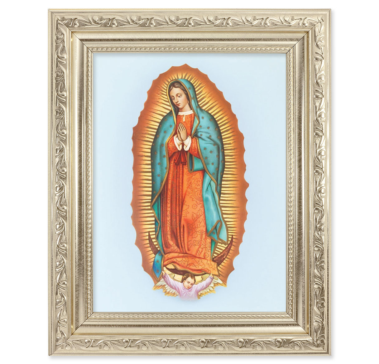 Our Lady of Guadalupe Ornate Silver Framed Art | Style A - Holy Land ...