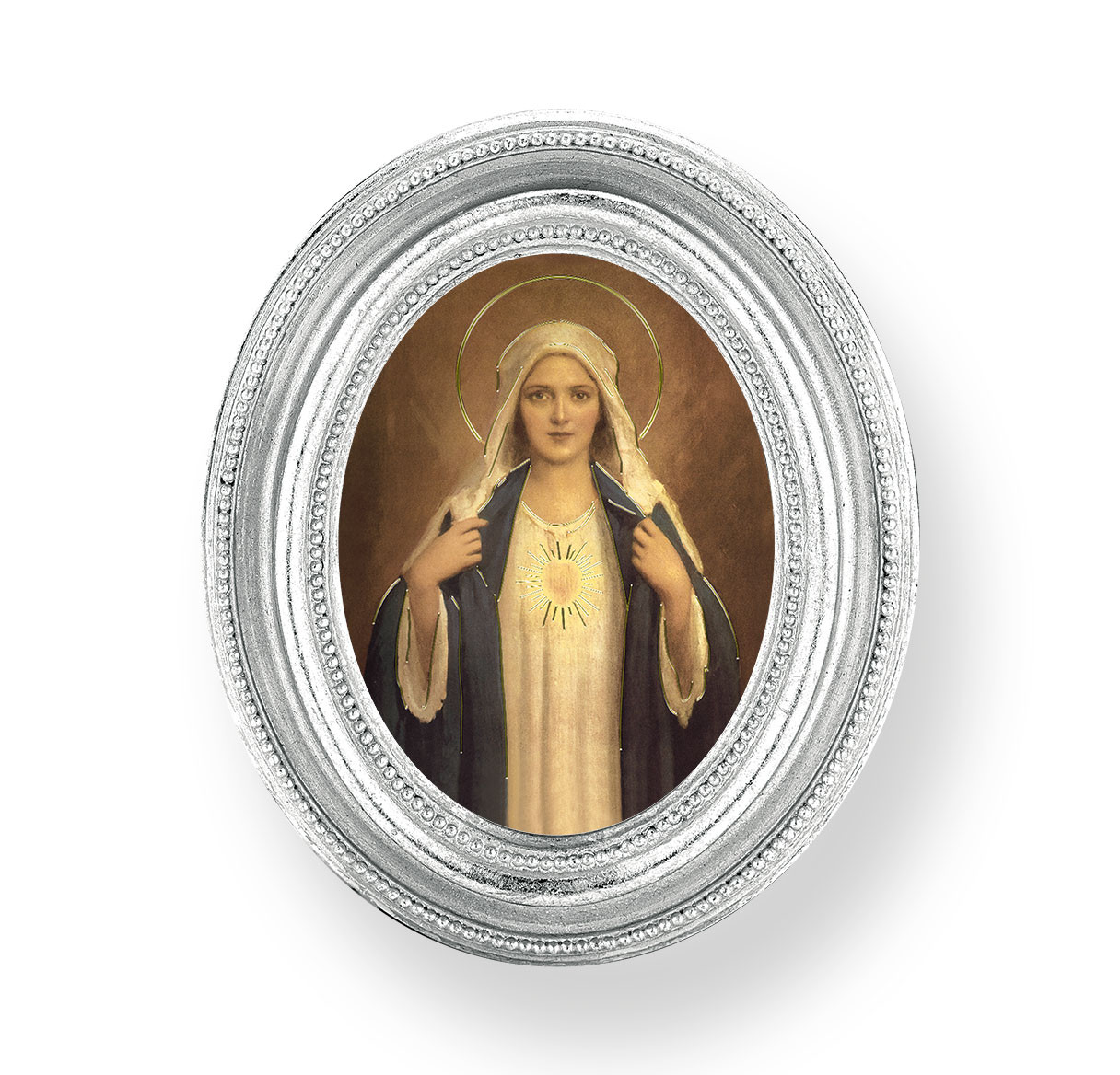 Immaculate Heart of Mary Oval Framed Print | Style A | Silver Frame ...