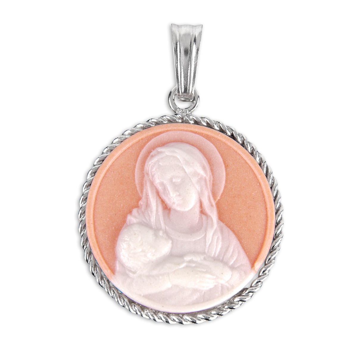 Rose Madonna and Child Cameo Medal - Holy Land Art Company, LLC