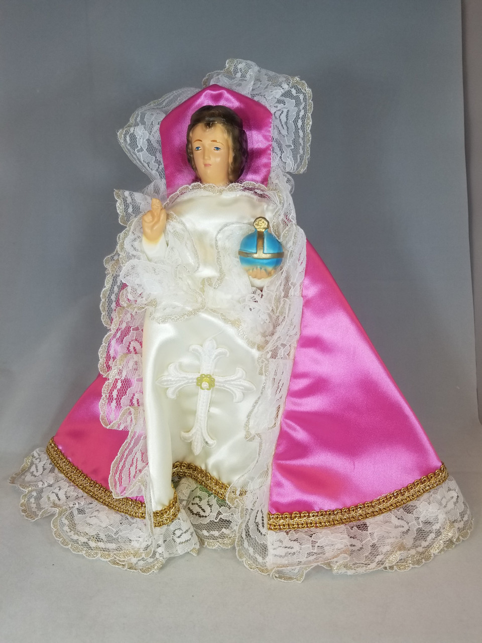 Rose Infant of Prague Dress Satin 12" Holy Land Art Company, LLC