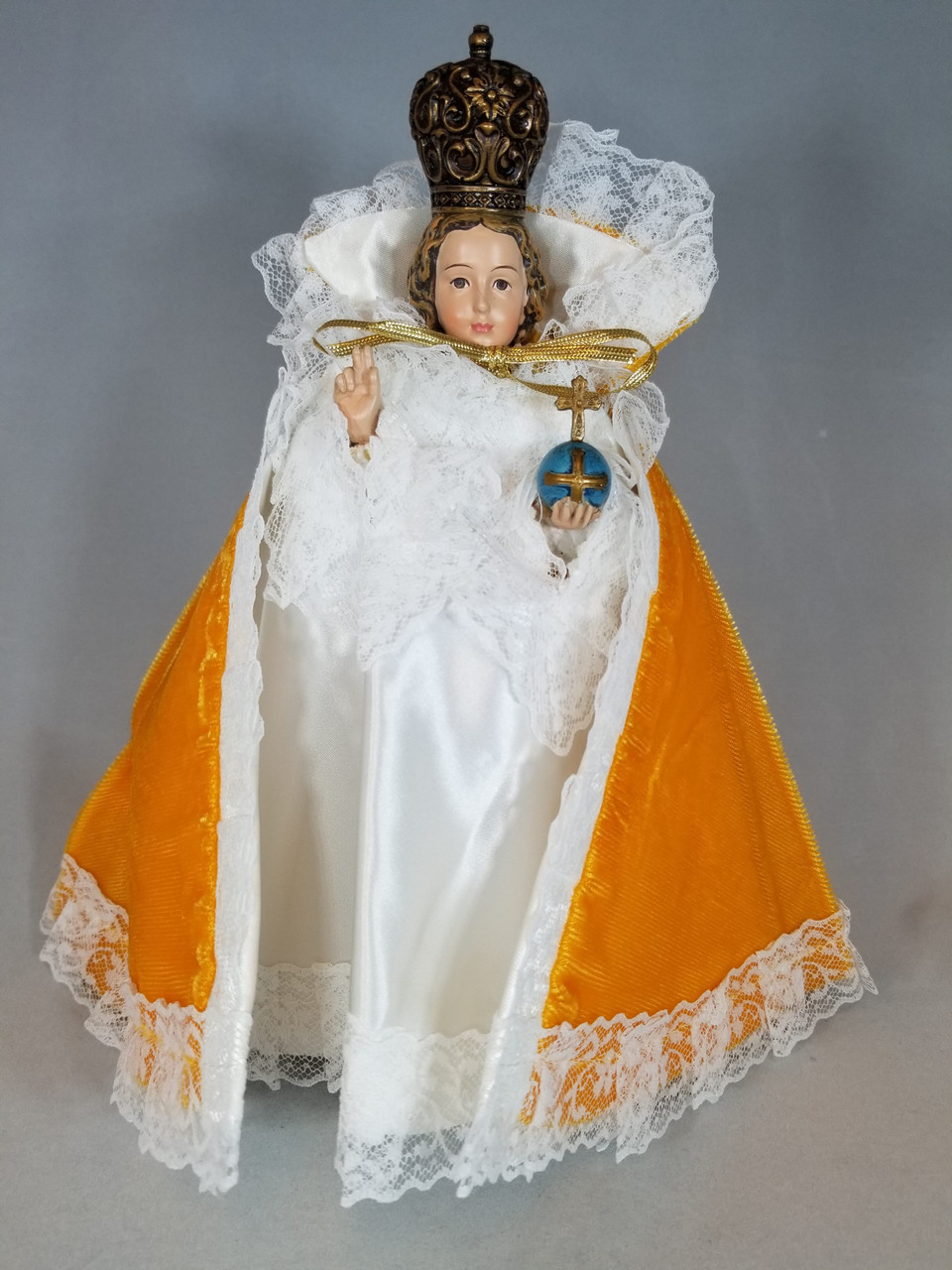 Gold Infant of Prague Dress | Velvet | 7" - 10" - Holy Land Art Company, LLC