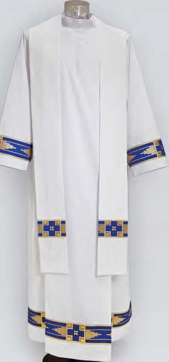 #513 Embroidered Marian Blue Banded Overlay Stole | 100% Poly - Holy ...