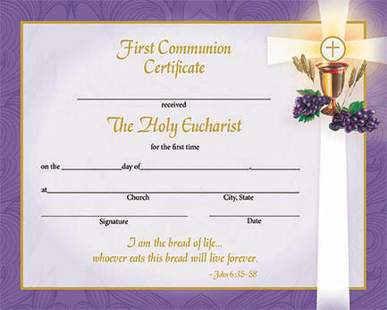 Inspirational First Communion Certificates Box of 50 Holy Land Art