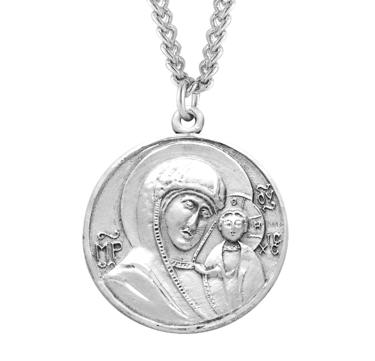 Madonna and Child Round Sterling Silver Medal - Holy Land Art Company, LLC